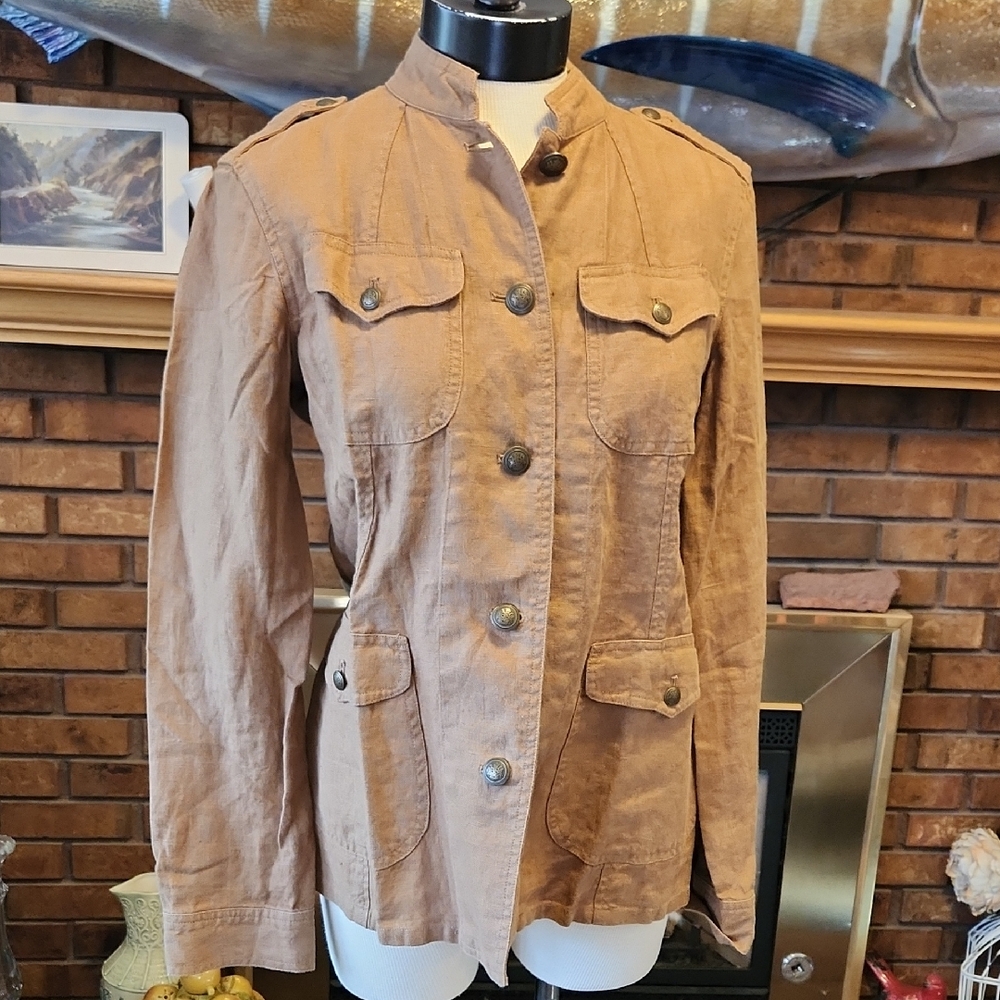 Orvis NWT Irish Linen Utility Cargo Lightweight Breathable Jacket Brown Size 6/8